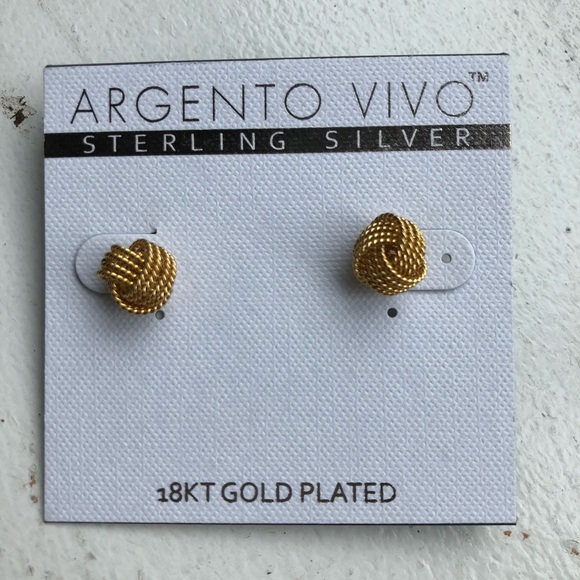 SOLD* Argento Vivo 18KT gold Plated Knot Earrings - Picture 3 of 3